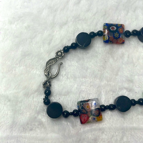 Handmade vintage necklace and earrings set. Hand blown beads. - Picture 4 of 6